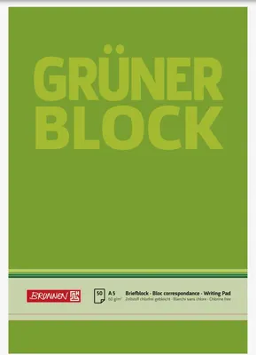 Obrázek produktu pro 10X BRUNNEN 1052436 Briefblock A5 60g Grün unlin