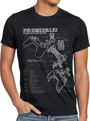 Produktbild von style3 PS1 Controller Blaupause Herren T-Shirt PS gamepad konsole classic gamer
