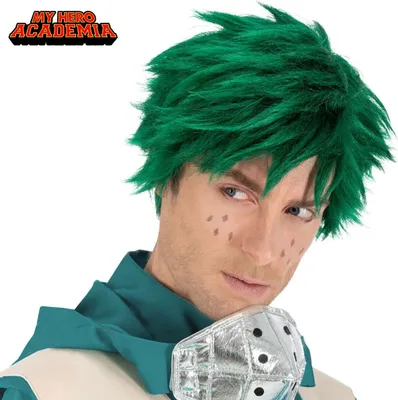 My Hero Academia Perücke Izuku Midoriya Manga-Perücke grün für Herren Fasching Karneval Mottoparty Anime Manga Paar- und Gruppenkostüm Cosplay