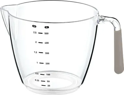 Zdjęcie produktu dla OKYANUS | Dzbanek z miarką - 0.5L - Przezroczysty - Antypoślizgowy uchwyt - Idealny do kuchni