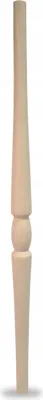 A single wooden baluster on a white background.