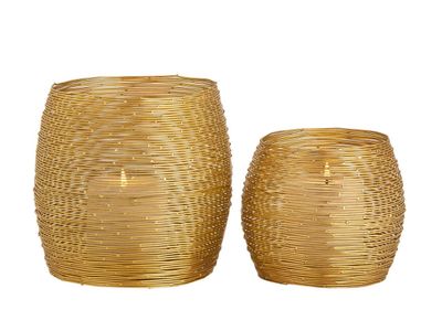 SVJ Home Decorations Teelichthalter Gould - 15x15x18 cm - Metall - Gold  - 2er Set