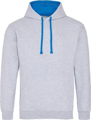 Produktbild von Just Hoods JH003 | Varsity Herren Hoodie / Kaputzenpullover - Farbe: Heather Grey/Sapphire Blue - Größe: XL