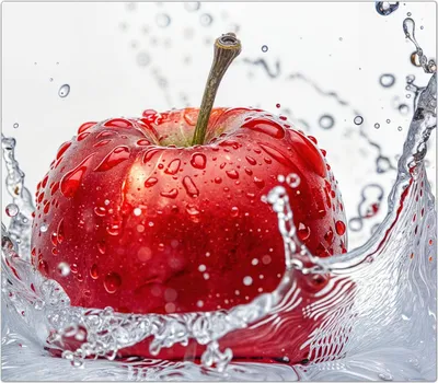 Produktbild von Spritzschutz Herdabdeckplatte Schneidebrett aus Glas Spritzender Apfel 1-Teilig (60x52cm)