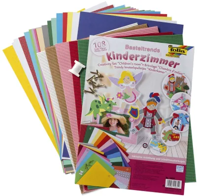 Produktbild von Folia 1932 Bastelset "Kinderzimmer" - 108 tlg., verschiedenen Trendmaterialien