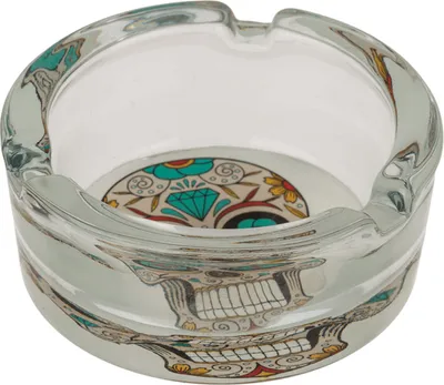 Obrázek produktu pro OOTB Skleněný popelník Barevná lebka cca 8 x 4 cm