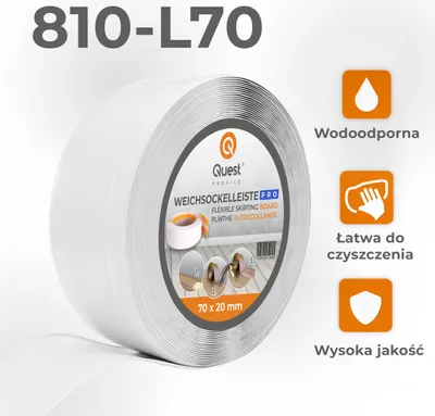 Produktbild von QUEST Listwa przypodłogowa PCV 70x20mm, 25m, elastyczna, miękka listwa podłogowa, cokołowa, biały