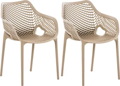 Produktbild von CLP Gartenstuhl Air XL 2er Set - Modernes Design, Kunststoff, Wetterfest, Stapelbar schlamm