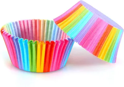 Produktbild von Bunte Cupcake Förmchen - Regenbogen Cupcake Wrapper - 100 Stück - Muffin Formen und Backpapier
