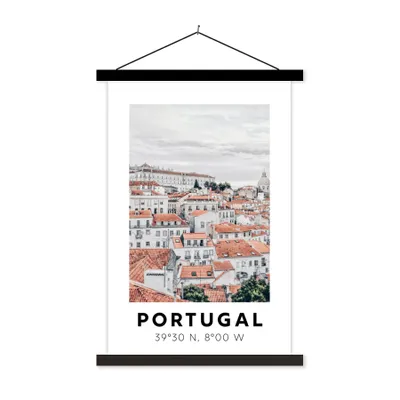 Produktbild von MuchoWow® Textilposter Portugal - Rot - Skyline 40x60 cm mit schwarzem Rahmen - Wanddekorationen
