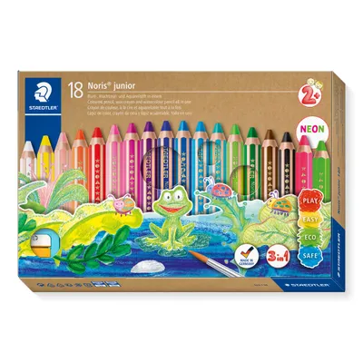 Zdjęcie produktu dla Kredki Noris® junior 140 dla dzieci w kartonowym pudełku z 18 kolorami i temperówką 1 szt