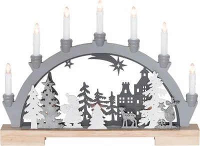 Produktbild von Konstsmide LED Holzsilh, Leichte Dekorationsfigur, Grau, Weiß, Holz, IP20, 10 Glühbirne(n), LED