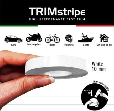 Image de Bande décorative adhésive pour voiture, blanche, 10 mm x 10 m