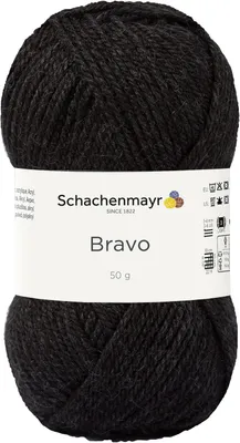 A ball of black yarn with a white label.