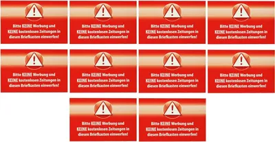Produktbild von 10 Aufkleber Schild Hier Bitte keine Werbung einwerfen Hinweis Warnaufkleber