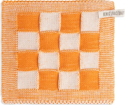 Produktbild von Knit Factory Topflappen Block - Ecru/Orange - 23x23 cm