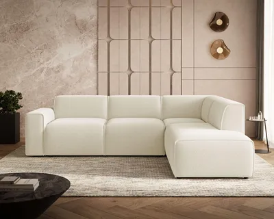 Produktbild von GrainGold Ecksofa L-Form Rechts Eluno - Moderne Ecksofa, Wohnzimmer Ecksofa - Eckcouch Creme (Quelle 02)