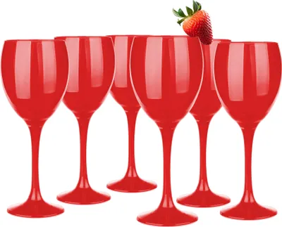 Produktbild von Glasmark Krosno Weinglas Rotwein Weingläser Set Gläser Rotwein Weisswein Rotweinglas Rotweingläser Weissweingläser Wein Kelch Rot Lackiert 6 x 300 ml