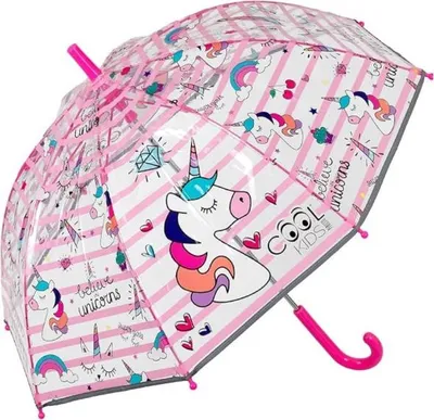 Zdjęcie produktu dla Przezroczysty parasol dla dzieci z elementami odblaskowymi Perletti Kids „Unicorn”, 15659