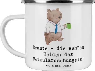 Produktbild von Mr. & Mrs. Panda Haferl Beamtin Heldin - Weiß - Geschenk, Spruch, Beruf, Berufsliebe, Reisebecher, Beamte, Emaille Tasse, Organisation, becher, kreative Geschenke, Pott