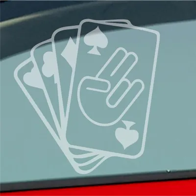 Produktbild von Auto Aufkleber Spielkarten Shocker Poker Tuning 10x10 cm Milchglas Sticker Heckscheibenaufkleber