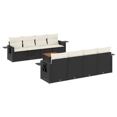 Produktbild von vidaXL 9-tlg. Garten-Sofagarnitur mit Kissen Schwarz Poly Rattan