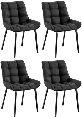 Produktbild von CLP 4er Set Esszimmerstuhl Saranda Stoff mit Rückenlehne und Metallgestell titangrau Gestell Farbe schwarz