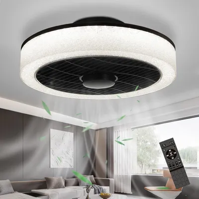 Image de Ventilateur de plafond LED avec éclairage, grande lampe de plafond moderne, ventilateur silencieux, télécommande, minuterie, variateur d'intensité, lampe de plafond pour chambre