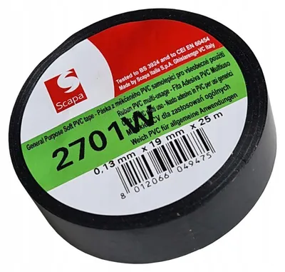 Produktbild von Scapa 2701W Isolierband Schwarz Selbstverlöschend 19mm 25m