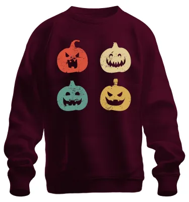 Imagen del producto de Sudadera vintage retro con diseño de calabaza de Halloween, estilo grunge, uni, color burdeos, talla M
