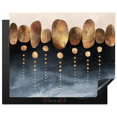 Produktbild von KitchenYeah© Herdabdeckplatte Gold - Abstrakt - Luxus , 65x52cm, Küche Deko, Glaskeramikkochfeld Herdabdeckung, Abdeckplatte fùr Kochfeld