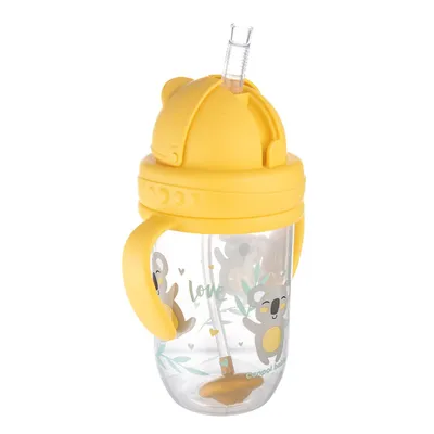 Immagine prodotto di Canpol baby sippy cup per bambini con cannuccia e peso EXOTIC ANIMALS Koala Yellow 6 m+ 270 ml 56/606_yel