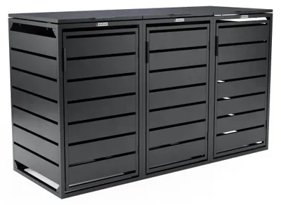 Produktbild von Borghio Mülltonnenbox – Mülltonnenverkleidung für 3 Mülltonnen – Anthrazit – 80*210*125 cm (L*B*H)