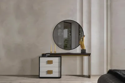 Image de Chambre à coucher Ensemble élégant Coiffeuse de luxe Miroir 2pcs