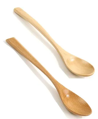 2er-Set handgefertigte Holzlöffel, 18 cm, naturfarben