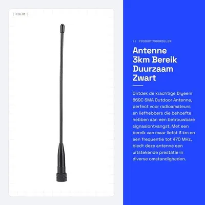 Imagen del producto de Antena para radiofrecuencia con un alcance de 3 km, ligera, fabricada en plástico resistente, compatible con FM/UHF, ideal para radios portátiles