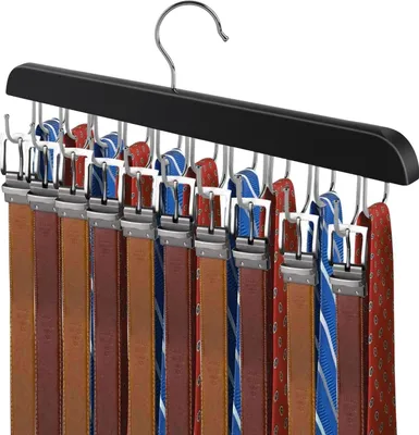Produktbild von Kleiderbügel für Gürtel und Krawatten mit 20 drehbaren Haken - Platzsparender Kleiderorganizer