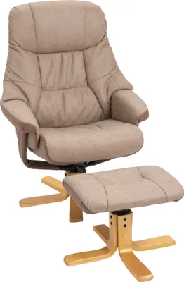 Produktbild von HOMCOM Relaxsessel mit Hocker, Drehbarer Fernsehsessel, TV Sessel mit Liegefunktion,Polstersessel für Wohnzimmer, Schlafzimmer, Mikrofaser Braun, 78 x 82,5 x 109 cm