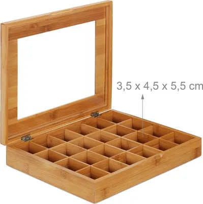 Image de Boîte à capsules en bambou avec 24 compartiments