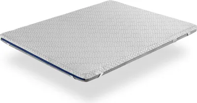 A mattress topper is shown from a slightly elevated side angle against a white background.