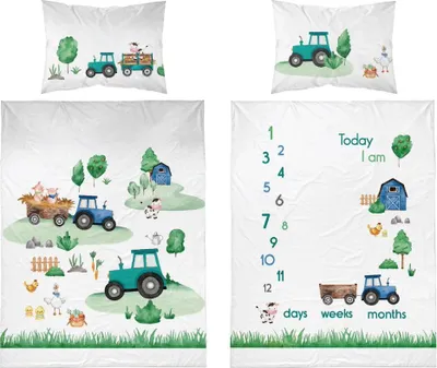 Produktbild von Babybettwäsche 100x135 Traktor Bauernhof BAUMWOLLE