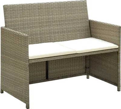 Zdjęcie produktu dla 2-osobowa sofa ogrodowa z poduszkami, polirattan, beżowa