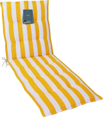 Produktbild von LILENO HOME Sonnenliege Auflage als [1er Set - Rollliege] in Blockstreifen Gelb - Gartenliegen Auflage perfekt für Strandliege - Polster Auflage für Gartenliege (188x60x5cm)