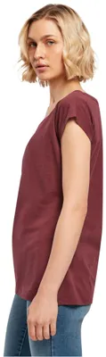 Produktbild von Build Your Brand Damen T-Shirt Ladies Wide Neck Tee, Farbe Cherry, Größe L