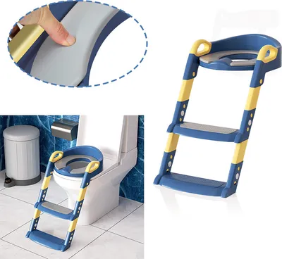 Obrázok produktu pre SWANEW Toaletné sedadlo pre batoľatá Nočník Toaletný trenažér so schodíkmi pre chlapcov a dievčatá Baby Blue