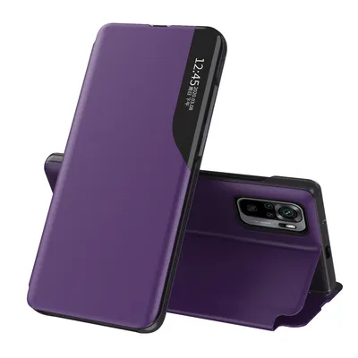 Obrázek produktu pro Flipové pouzdro pro Xiaomi Redmi Note 10 / Note 10S,Polyuretankůže pouzdro s okénkem a funkcí stojánku Fialová