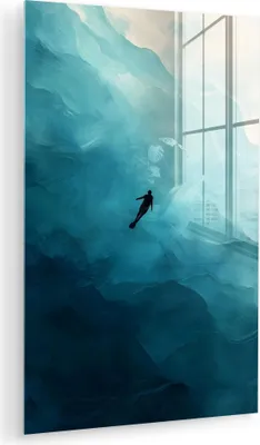 Produktbild von MuchoWow Glasbilder - Bilder auf Wandbild - Foto auf Glas Meer - Silhouette - Abstrakt - Blau 20x30 cm Wanddekoration aus Glas - Acrylglasbild - Acrylbilder - Acrylglas