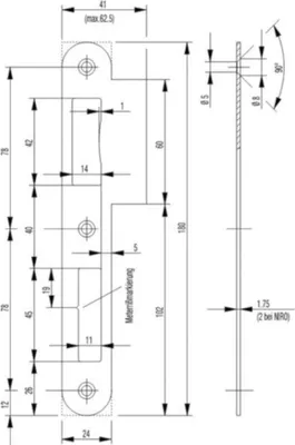 Produktbild von BKS Lappenschließblech B 9000 0436 Stulp abgerundet DIN rechts Edelstahl - B 9000 0436