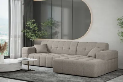 Produktbild von Ecksofa Designersofa NANCY in Stoff Neve Macchiato Ottomane Rechts