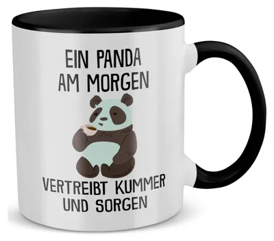 Produktbild von 22Feels Panda Tasse Süßes Tier Spruchtasse Wichteln Geschenk Arbeitskollege Büro Humor Secret Santa Witzig Kaffeetasse Männer Frauen Haferl Geburtstag Weihnachten (Weiss-Schwarz)